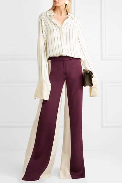 Shop Valentino Silk-satin Wide-leg Pants In Burgundy