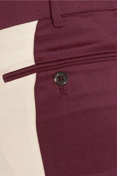 Shop Valentino Silk-satin Wide-leg Pants In Burgundy