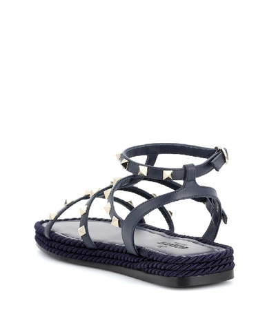 Shop Valentino Torchon Leather Sandals In Blue