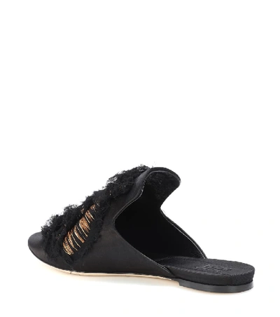 Shop Sanayi313 Ragno Satin Slippers In Black