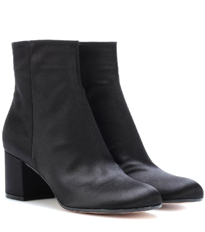 Shop Gianvito Rossi Margaux Mid Satin Ankle Boots In Black