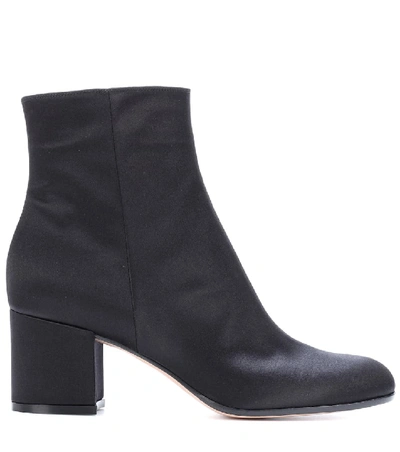 Shop Gianvito Rossi Margaux Mid Satin Ankle Boots In Black