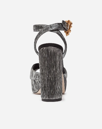 Shop Dolce & Gabbana Platform Sandal In Plissé Lurex In Silver