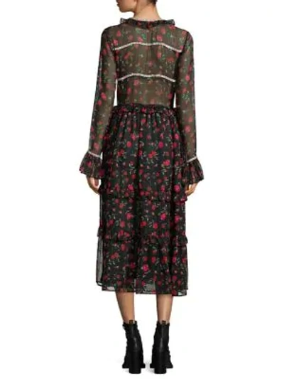 Shop Dodo Bar Or Roberta Rose-print Bell-sleeve Dress In Black