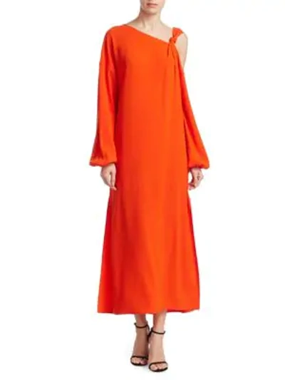Shop Elizabeth And James Shontae Knot Crepe Maxi Dress In Tangerine