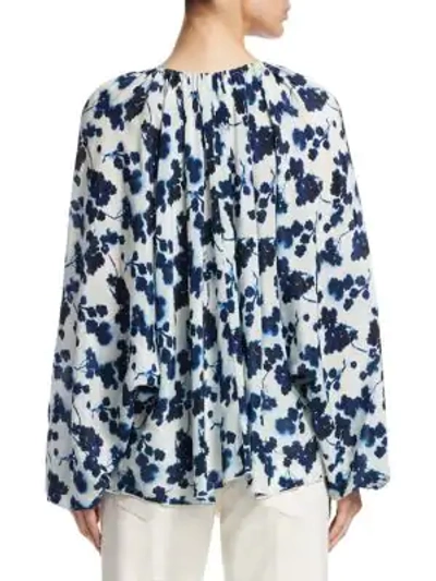 Shop Elizabeth And James Lucia Ink Floral Blouse In Navy White