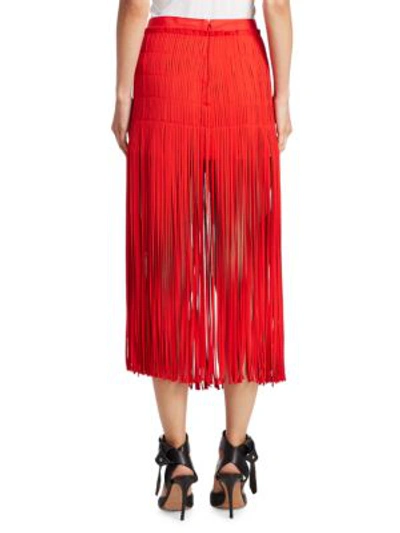 Shop Monse Spaghetti Fringe Skirt In Red