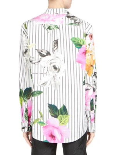 Shop Off-white Striped Floral-print Shirt In Mutli