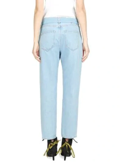 Shop Off-white Thight Crop Belted Jeans In Bleach White