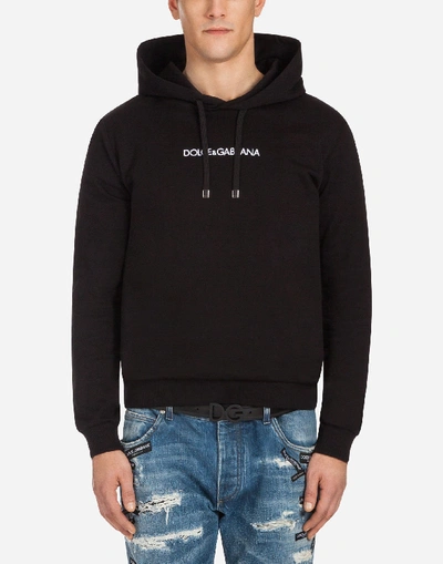 Shop Dolce & Gabbana Cotton Sweatshirt With Embroidery And Hood