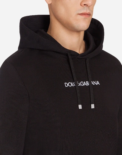 Shop Dolce & Gabbana Cotton Sweatshirt With Embroidery And Hood