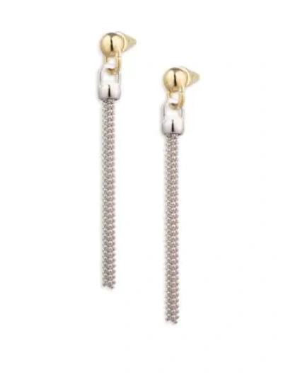 Shop Eddie Borgo Ball Chain Tassel Earrings In Silver Gold