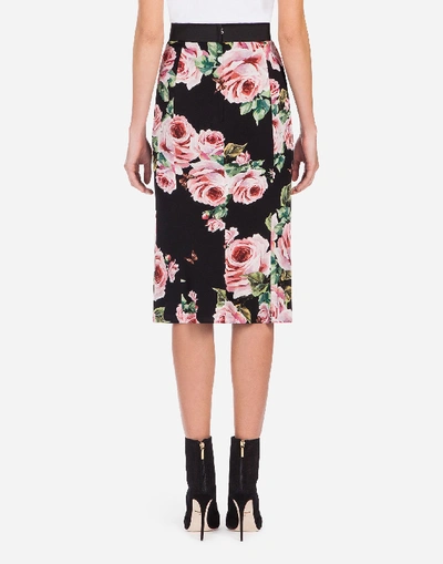 Shop Dolce & Gabbana Tube Skirt In Printed Silk In Black