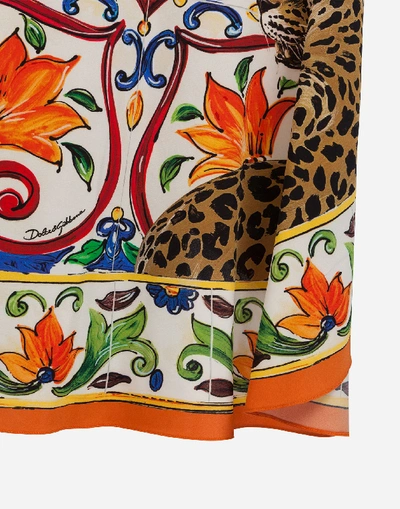 Shop Dolce & Gabbana Kaftan In Printed Silk In Multicolor