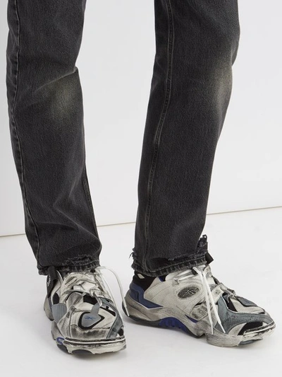 Vetements Reebok Genetically Modified Pump Distressed Leather And Mesh  Sneakers In Multi | ModeSens