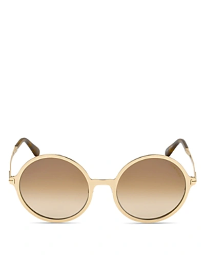 Shop Tom Ford Ava Flash Oversized Round Sunglasses In Shiny Rose Gold/brown/silver