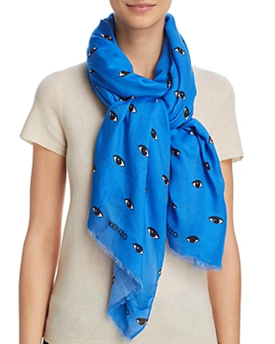 Shop Kenzo Eyes All Over Scarf In Blue