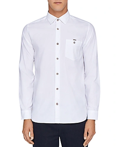 Shop Ted Baker Stapal Textured Regular Fit Button-down Shirt In White