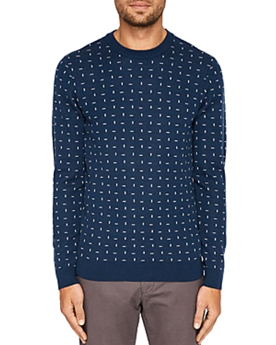 Shop Ted Baker Crazy Geo Jacquard Sweater In Mid Blue