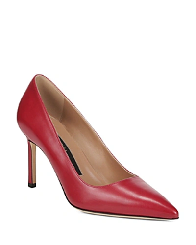 Shop Via Spiga Women's Nikole Leather Pointed Toe High Heel Pumps In Ruby