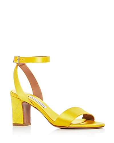 Shop Tabitha Simmons Women's Leticia Satin Ankle Strap High-heel Sandals In Yellow