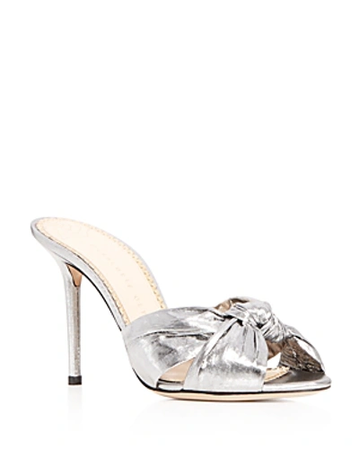 Shop Charlotte Olympia Women's Knotted High-heel Slide Sandals In Silver