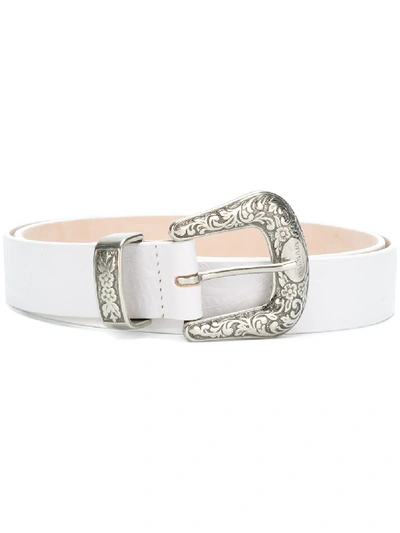 Shop Balmain Ranch Engraved Belt - White