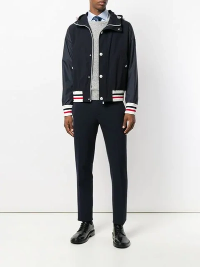 Moncler Varsity Bomber Jacket In Blue