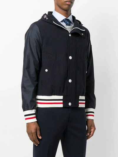 Moncler Varsity Bomber Jacket In Blue
