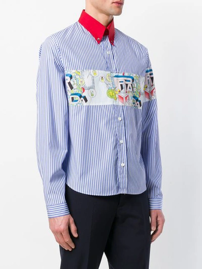 Shop Prada Contrasting Collar Striped Shirt