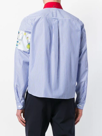 Shop Prada Contrasting Collar Striped Shirt