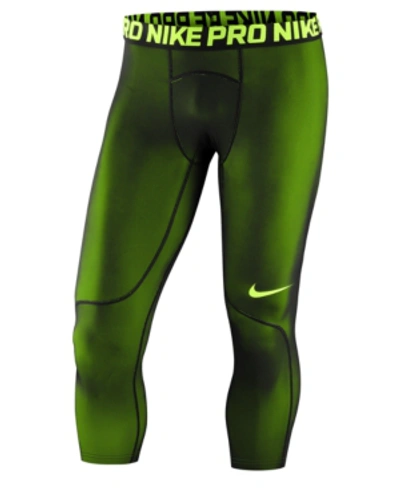Shop Nike Men's Pro Cropped Compression Leggings In Volt