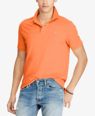 Shop Polo Ralph Lauren Men's Custom Slim-fit Cotton Mesh Polo Shirt In Beach Orange Heather