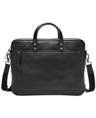 Shop Fossil Men's Haskell Leather Briefcase In Black