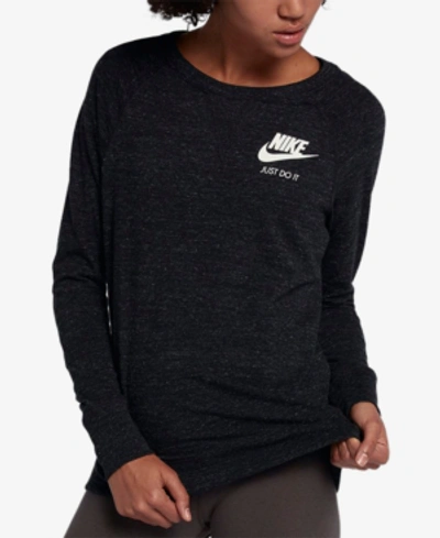 Shop Nike Women's Sportswear Gym Vintage Crew Sweatshirt In Black/sail
