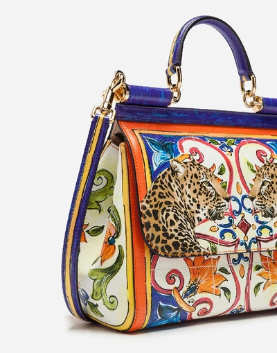 Shop Dolce & Gabbana Sicily Bag In Printed Dauphine Calfskin In Multicolor