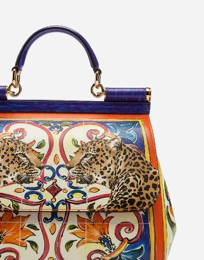 Shop Dolce & Gabbana Sicily Bag In Printed Dauphine Calfskin In Multicolor
