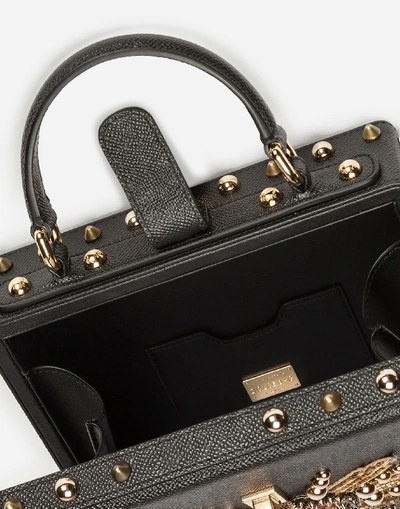 Dolce & Gabbana Dolce Box Bag In Dauphine Calfskin With Patch Heart In Black