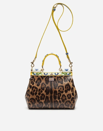 Shop Dolce & Gabbana Small Sicily Bag In Printed Dauphine Calfskin In Multicolor