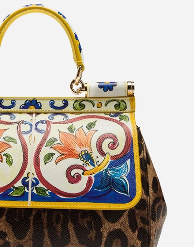 Shop Dolce & Gabbana Small Sicily Bag In Printed Dauphine Calfskin In Multicolor