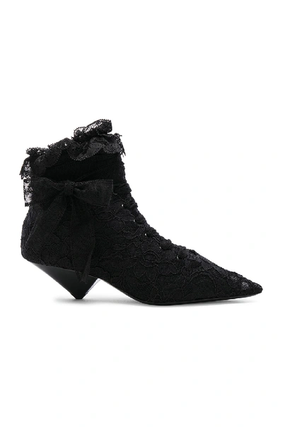 Shop Saint Laurent Lace Blaze Ankle Boots In Black