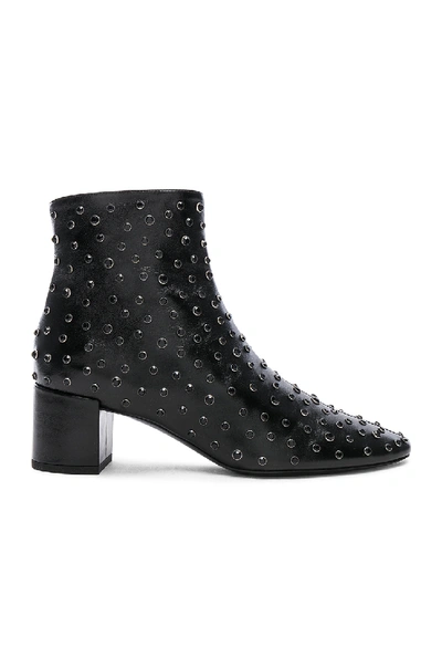 Shop Saint Laurent Loulou Crystal Studded Leather Ankle Boots In Black