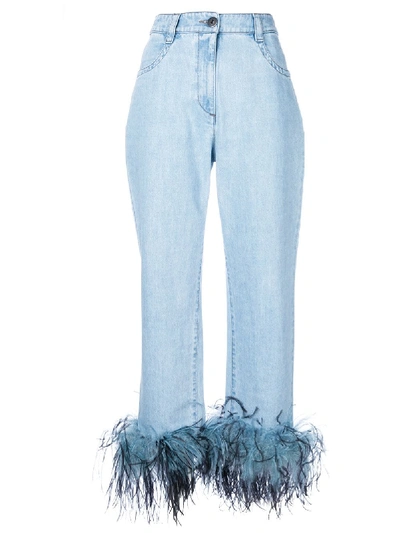 Shop Prada Feather Detail Jeans