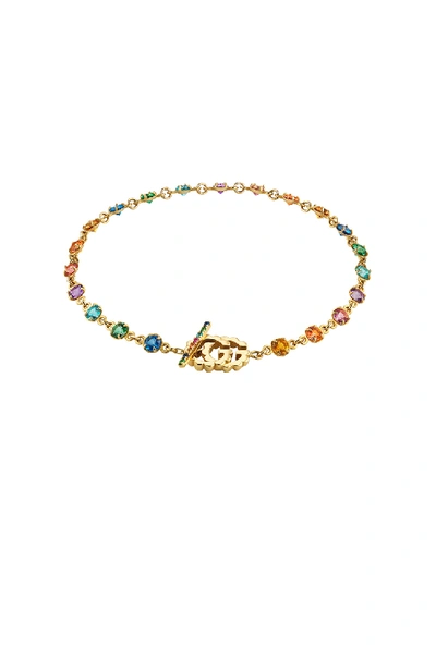 Shop Gucci Gg Running Chain Bracelet In 18kt Yellow Gold & Multicolor