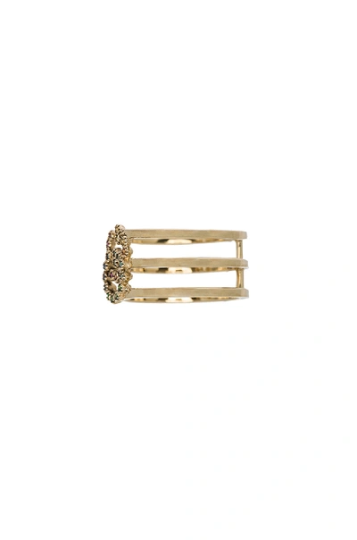 Shop Gucci Gg Running Ring In 18kt Yellow Gold & Multicolor