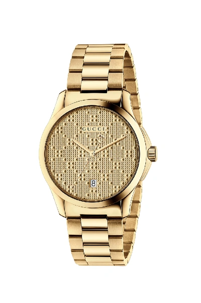 Shop Gucci 38mm G-timeless Bracelet Watch In Yellow Gold