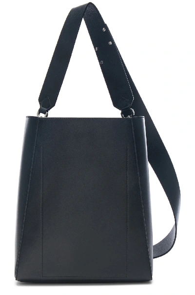 Shop Calvin Klein 205w39nyc Luxe Calf Leather Stripe Link Bucket Bag In Black