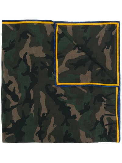 Shop Valentino Camouflage Print Scarf - Green