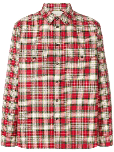 Shop Gucci Embroidered Vintage Check Shirt