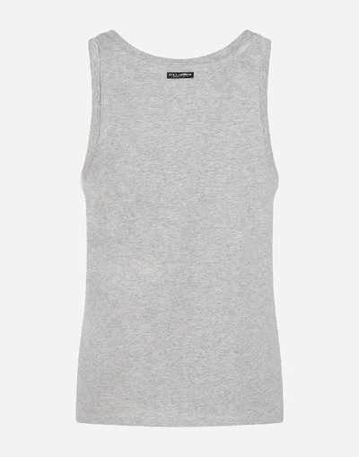 Shop Dolce & Gabbana Bi-pack Tank Top In Stretch Cotton In Grey